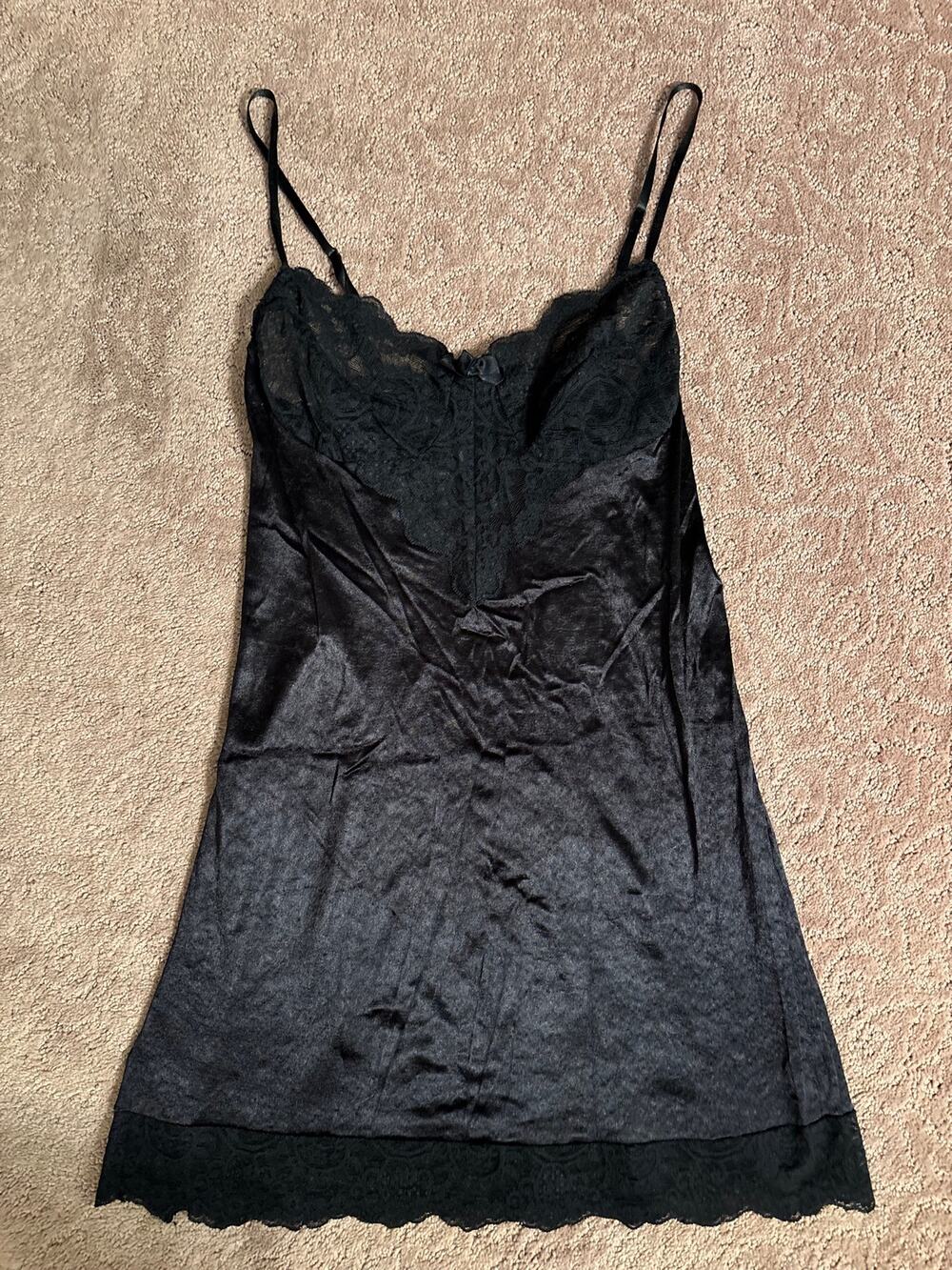 Delicates Black Lace Cami Slip Dress